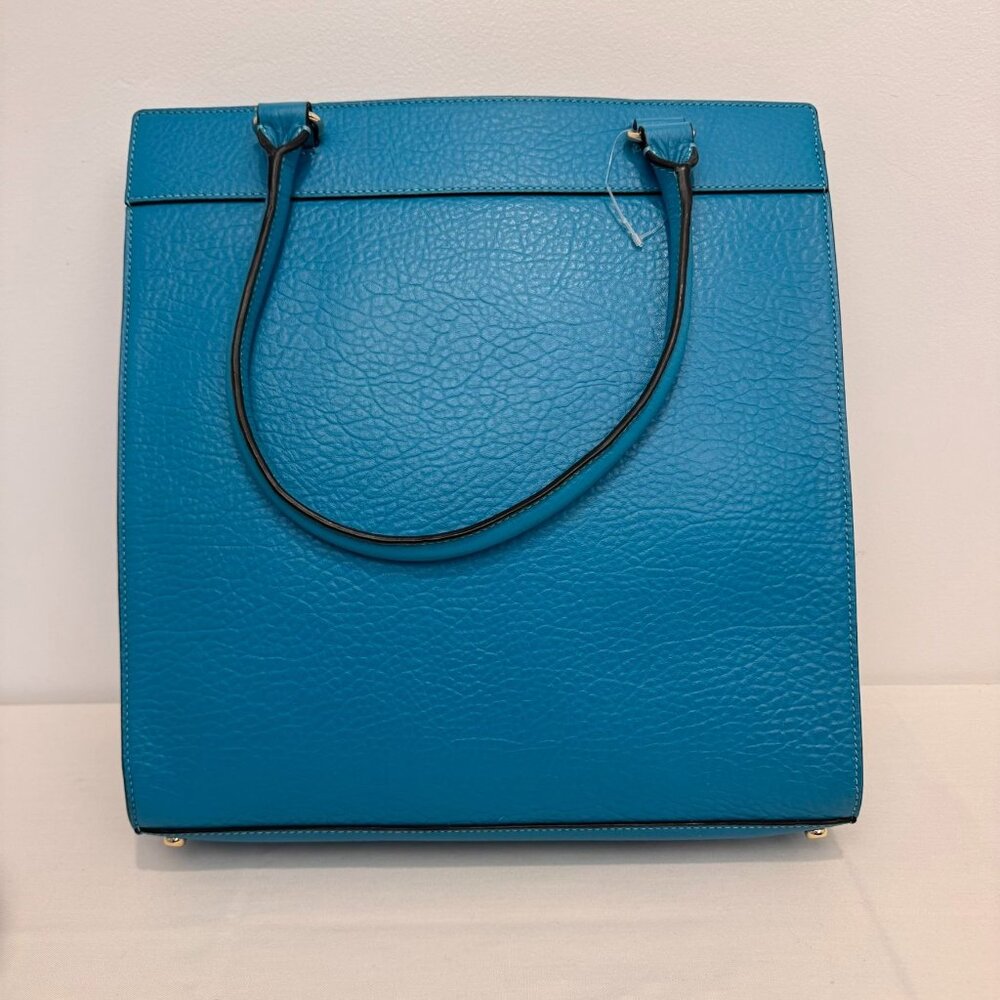 NWT Kate Spade Teal Perforated Leather Tote Bag With Zip Closure & Dual Handles - Picture 8 of 16